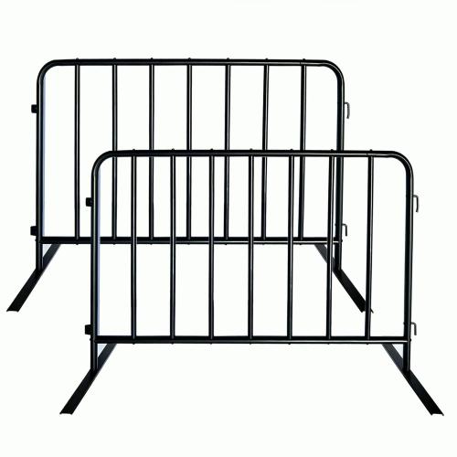 2-Pack Steel Crowd Control Barrier, Light Duty 5FT Interlocking Safety Barricade, 16GA Galvanized Steel Queue Barrier, Assembly Needed for Pedestrian Traffic & Construction Barricade（Black）