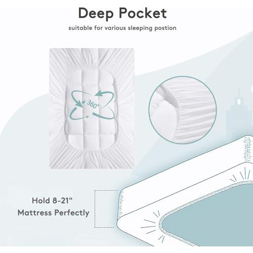 Mattress Topper King,Extra Thick Mattress Pad Cover for Back Pain,Cooling Mattress Protector with 8-21 Inch Deep Pocket,Overfilled Down Alternative Filling