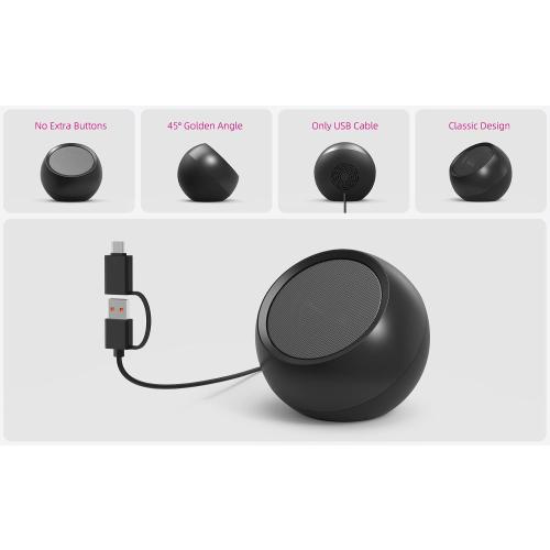 [Single] Computer Speaker for Desktop PC, USB-Powered, Plug-n-Play, Wired, External Speaker for Laptop, with Crystal-Clear Sound, Loud Volume, Rich Bass, Built-in USB-C Adapter for Full Compatibility