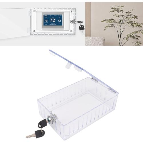 Large Thermostat Guard, Thermostat Lock Box with Key, Clear Thermostat Cover for Thermostat On Wall, 18x10x5 cm, Universal Home Locking Thermostat Guard