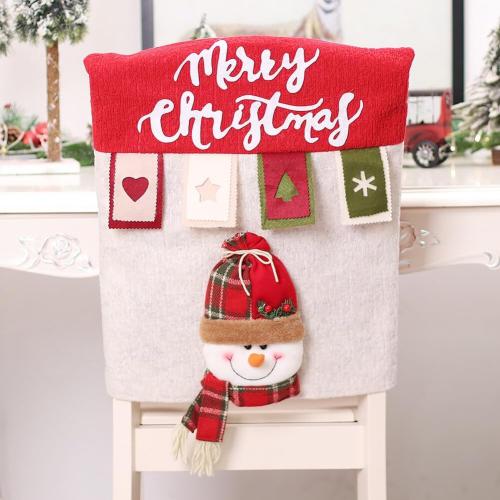 ikasus Dining Chair Back Cover Christmas Santa and Reindeer Protector Holiday Decorations Ornaments for Xmas Indoor Decoration, Party Holiday Festival Restaurant Decor Red#2