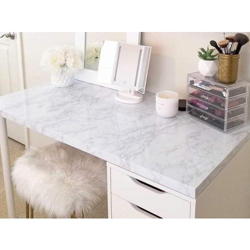 practicalWs Marble Wallpaper Granite White and Grey Paper Roll 23.6 x 118 Kitchen Countertop Cabinet Furniture is Renovated Thick PVC Easy to Remove Without Leaving Glue Upgrade