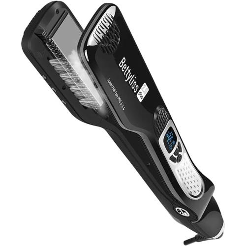 Black Steam Flat Iron Hair Straightener - Professional Hair Straightening Irons for Smooth and Frizz-Free Results (Black)