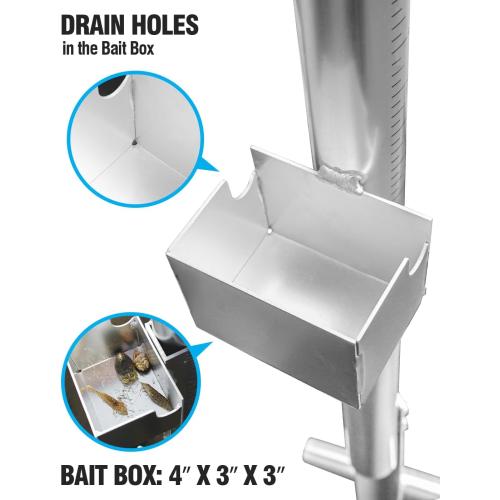 [2024 Upgraded] Exact Design Sand Spike with Bait Box,Protective Cap, Anodized Aluminum, Etched Measurements   Sand Flea Rake Holder (All in one Solution)