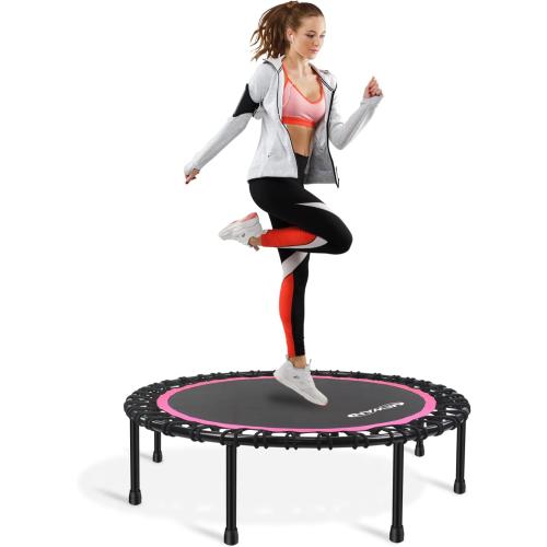 Newan 40-48 Silent Mini Trampoline Fitness Trampoline Bungee Rebounder Jumping Cardio Trainer Workout for Adults-Max Limit 330lbs