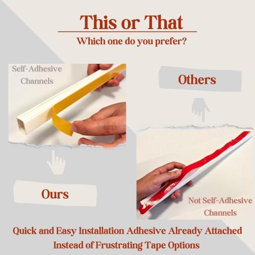 Cord Hider, Wire Cover, Cord Covers Wall Mounted TV, Cable Hider, 157 in Paintable White Raceway Kit, Electrical Cords Concealer, Cable Management, Hide Cords Wall, Wire Molding, Adhesive Channel