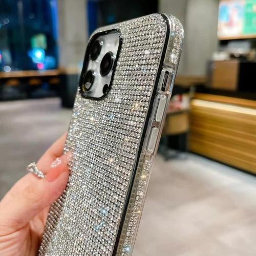 Casechics Compatible with iPhone Case,Crystal Glitter Diamond Protection Bling Sparkle Rhinestone Soft Shockproof Cover Phone Case (White,iPhone 13 Pro Max)