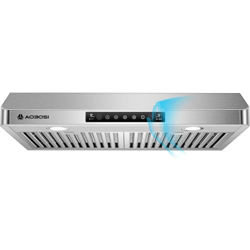 AAOBOSI 30 Inch Under Cabinet Range Hood, 800 CFM Stainless Steel Kitchen Vent Hood with Gesture Sensing, Touch Control, 3-Speed Exhaust Fan, LED Lights, Ducted Range Hood‼️light dirt and good condition‼️