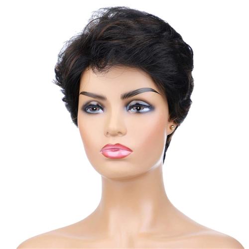 Hair Extensions Synthetic Hair Mix Color Short Natural Wave for Women Heat Resistant Wig P1B/30 Daily Wigs Hair Pieces (Color : #4, Stretched Length : 6inches)