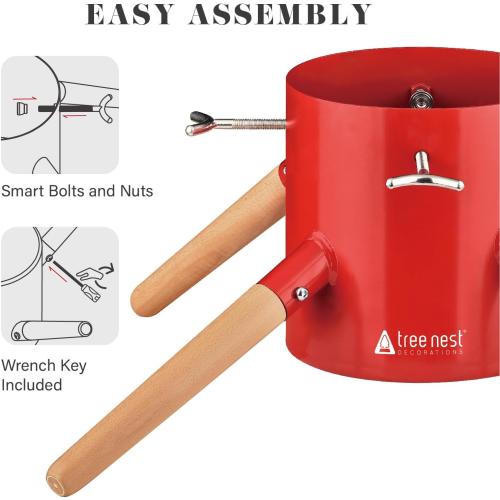 Tree Nest Christmas Tree Stand Base Xmas Modern Tree Metal Holder Stand for Real Tree Fits up to 7ft Family(Red)