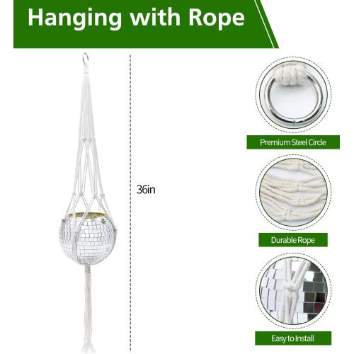 6 Disco Ball Plant Hanger with Hanging Rope, Hanging Chain, Hook, Circle | for Decoration