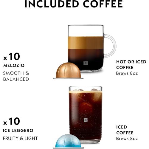 Nespresso Vertuo Pop  Cold Value Added Bundle with Iced Coffee Tumbler by De'Longhi, Liquorice Black