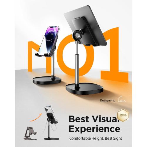 LISEN Cell Phone Stand Phone Holder for Desk Office Decor, Office Desk Accessories Women PC Gaming Essentials iPhone Stand Gadgets Men Gift for Father Fit OtterBox Case Switch iPad Air Tablet 4-10 in