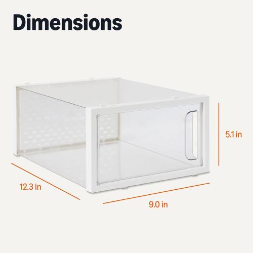 Amazon Basics Stackable and Foldable Clear Shoe Storage Organizer Box, Small, 12-Pack