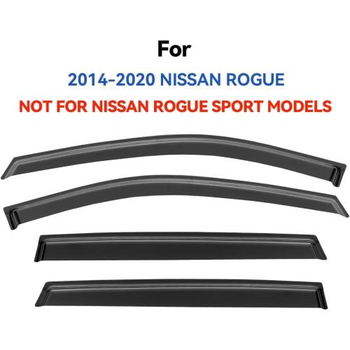 Window Visors Rain Guards for Nissan Rogue S SV SL 2014-2020, Out-Channel Window Vent Wind Deflectors Visors Shades for 14-20 Rogue (Excludes Rogue Sport Model)