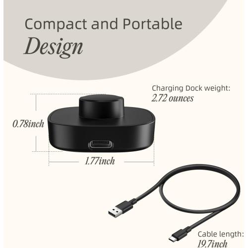 Compatible with O-ra Gen3 Charger Size 9, Fast and Safe Charging Dock with USB-C Cable, Travel-Friendly Design for Smart Ring (Black)