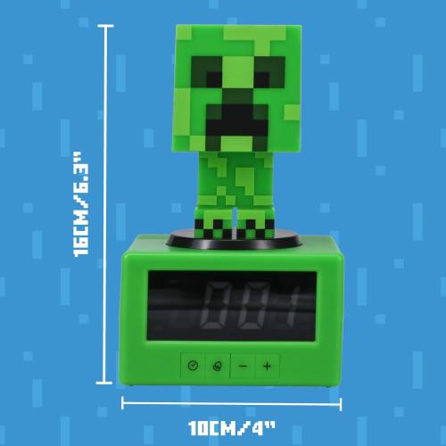 Green Paladone Minecraft Creeper Alarm Clock - Officially Licensed, in-Game Music & Night Light for Kids & Tweens, Gaming Room Accessory