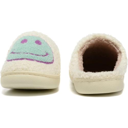 SIZE 40-41-Retro Fuzzy Face Slippers for Women Men, Retro Soft Fluffy Warm Home Non-Slip Couple Style Casual Smile Face Slippers Indoor Outdoor Anti-Skid Warm Cozy Foam Slide Fuzzy Slides with Soft Memory Foam Shoes