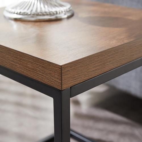 CENSI Modern Square End Table, 18 Walnut Side Table for Living Room, Extra Thick 1.6 Wood Top & Metal Frame, Sturdy Industrial Nightstand Accent Furniture(Dark Walnut)
