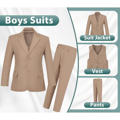Boys Suits 3 Piece Slim Fit Suit Set Dresswear Ring Bearer Outfit for Boy