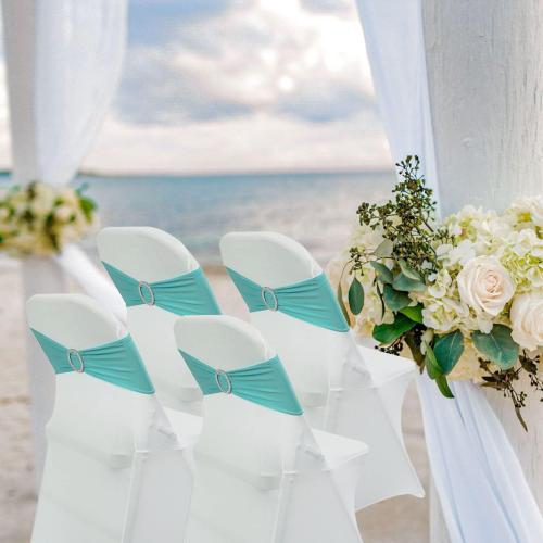 Spandex Chair Sashes Bands Stretch Chair Ties Bows with Buckle Slider for Wedding Party Banquet Decoration (Teal)…