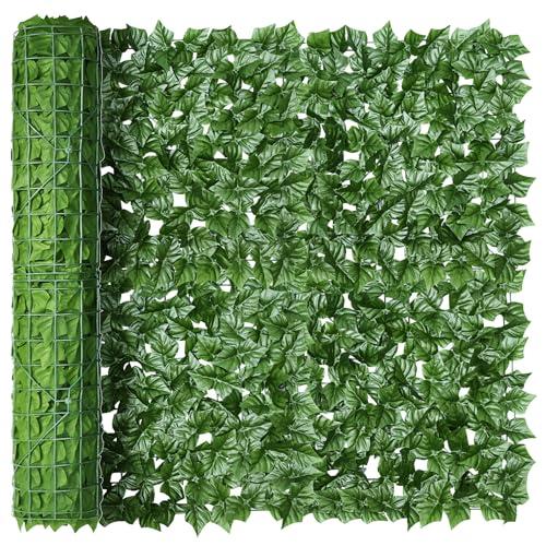 KASZOO Artificial Ivy Privacy Fence Screen - 120x40in Artificial Faux Privacy Fence Panel Artificial Green Wall Balcony Privacy Screen Decoration for Patio, Balcony, Wall, Backyard Indoor Outdoor