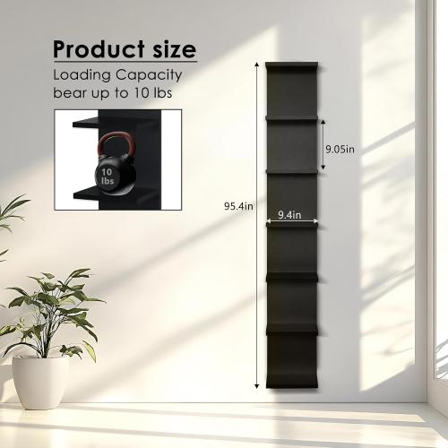 7 Tier Wall Shelves with RGB, Lack Wall Shelf Unit, Vertical Shelf with Remonte Control,Black Shelves