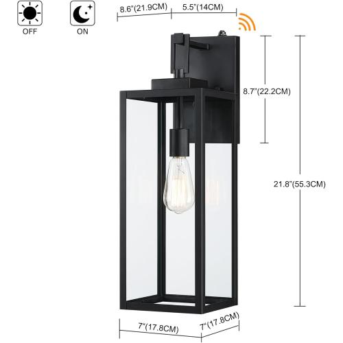 22 Inch Outdoor Wall Light Dusk to Dawn, Extra Large Wall Lantern for House Exterior Wall Sconce with Sensor, Photocell Porch Light for House Outside Garage Patio Lighting, E26 Socket, 1 Pack