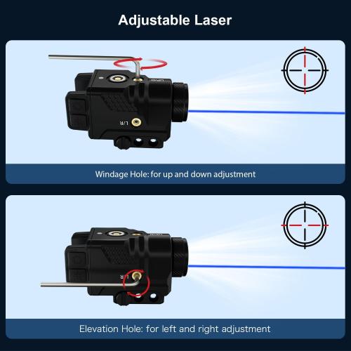 Mini 700 Lumen Pistol Light Laser Combo Weapon Light Tactical Flashlights, Magnetic USB Rechargeable with Blue Beam Sight and Strobe Mode for GL and Picatinny Rail