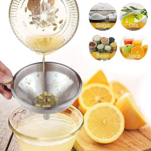 HAUSPROFI Stainless Steel Funnel, 5.1 inch 304 Stainless Steel Kitchen Funnel with 200 Mesh Food Filter Strainer for Transferring Liquids, Oil, Making Jam
