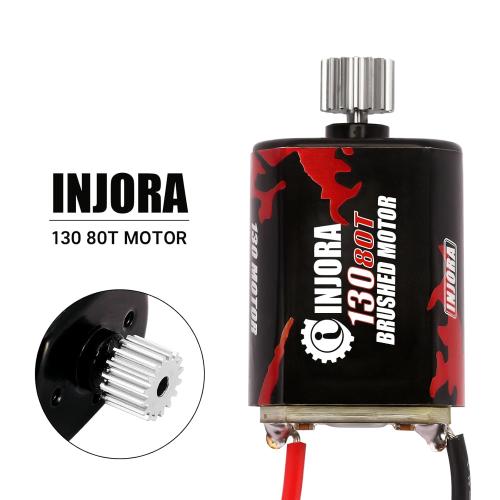 INJORA 130 Brushed Motor 80T with Stainless Steel Pinion for FMS FCX24 1/24 RC Crawler Upgrade
