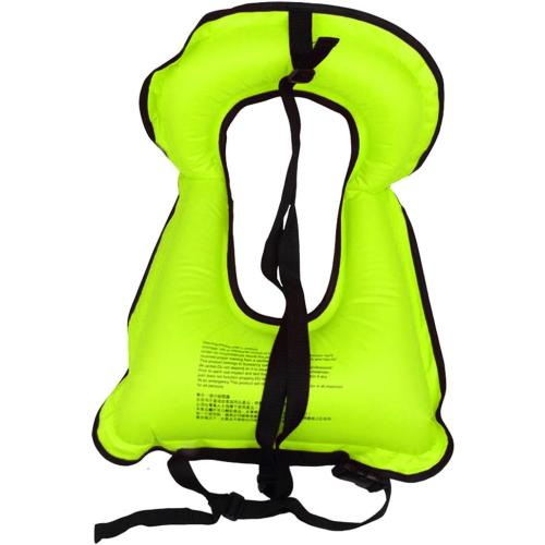 Lime Green Inflatable Snorkel Vest Adult Snorkeling Jackets Free Diving Swimming Safety Load Up to 220 Ibs