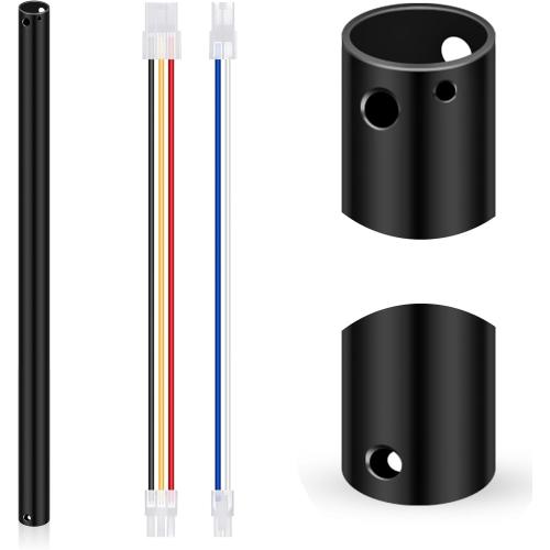 VIHOSE 18 Inch Ceiling Fan Downrod with Extension Cord 1.5 ft Black Downrod for Ceiling Fan 1 Inch Outside Diameter Not Threaded Suitable for a Wide Range of Fans