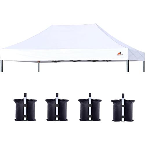 SCOCANOPY White Commercial 10x20 Canopy Replacement Top | Canopy Cover ONLY,Bonus 4 Pack Weight Bag, Quality, Fit, Durable, Waterproof and Sunpoof and Pure White Commercial Cover