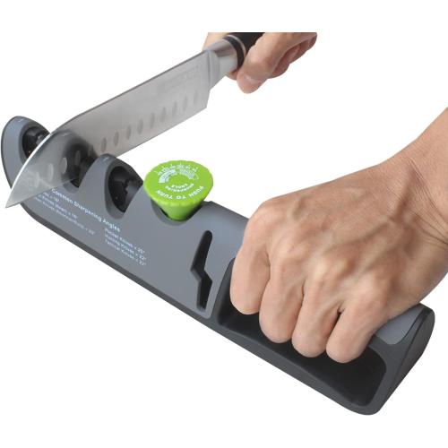 4 in 1 MAJAZ Knife & Scissor Sharpener, Tungsten Steel, Diamond & Ceramic Slots for Different Functions, Adjustable Angel to Fit All Knives Styles ( Kitchen, Fillet, Pocket, Hunting & Tactical Knives)