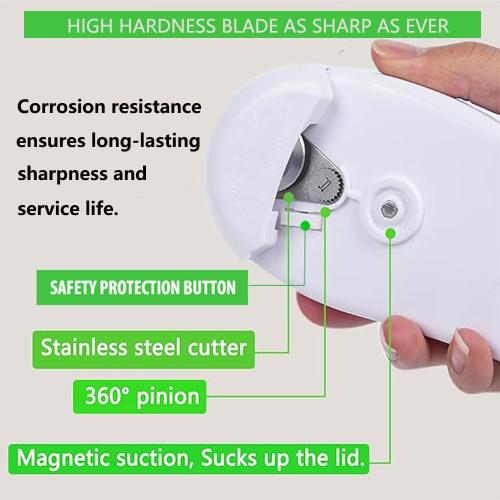 New Upgrades Auto Electric Can Opener，Open Your Almost Any shape of Cans with A Simple Press of Button - Automatic,Hands Free, Smooth Edge, Food-Safe, Battery Operated (Green)