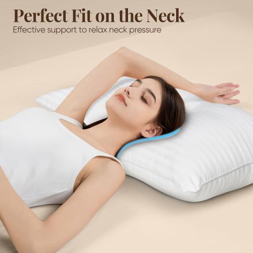 Hotel Collection Bed Pillows for Sleeping, Bed Pillows Queen Size Set Of 2,Gusseted Pillow for Back, Stomach or Side Sleepers