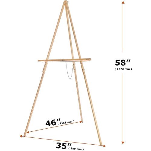 DJAR 63 Wooden Easel Stand for Sign, Dual-use Adjustable Height, Wood Floor Display Easel for Wedding, Welcome Board, Poster, Picture, Photo- Natural