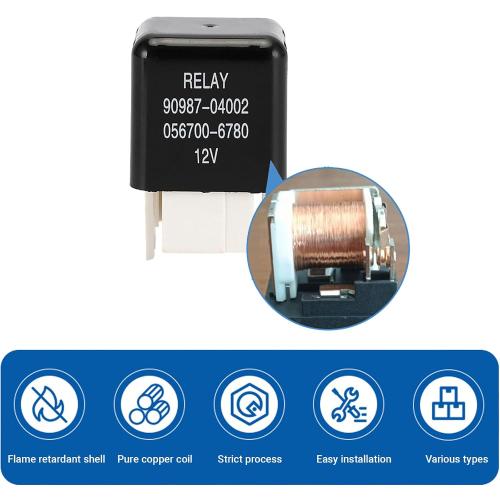 Relay 90987-04002 056700-6780, Automotive Power Relay 5Pins 12VDC, Compatible with 4Runner Previa Corolla Lexus GS300, Easy Plug-in Installation