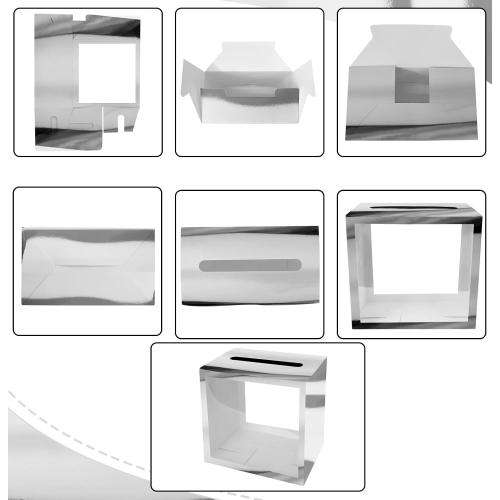 SietDESEO Silver Card Box for Party with Clear Window Box for Cards Receiving for Wedding Birthday Graduation Baby Shower Decorations Raffle Ticket Box