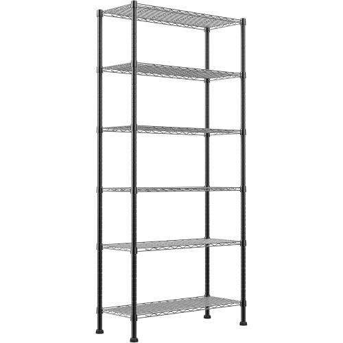 REGILLER 6-Wire Shelving Metal Storage Rack Adjustable Shelves,Standing Storage Shelf Units for Laundry Bathroom Kitchen Pantry Closet(Black,14.1 D x 30 W x 80 H)