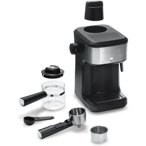 Gourmiia 4-Shot Steam Espresso Maker, Compact Espresso Machine, Cappuccino & Latte Maker with Frothing Wand, Glass Carafe, Coffee Maker Brews with Steam❗MAY HAVE MISSING PIECES/NEEDS CLEANING ❗