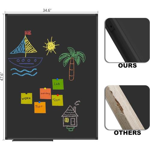 Lockways Magnetic Chalkboard 48 x 36 Inches, Aluminum Frame Large Blackboard, Hanging Chalk Board Wall Decor for Restaurant Menu, School, Office and Home
