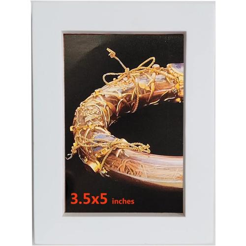 3.5x5 Picture Frames White. Solid Wood, Plastic Panel.The Protective Film Must be Removed.