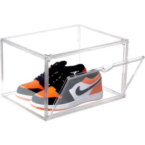 Sneaker Shoe Display Case,Shoe Box with Clear Magnetic Door,Thicken & Sturdy Organizer Containers Stackable,Fit Shoe Size Up to US 14 (X-Large) (X-Large)
