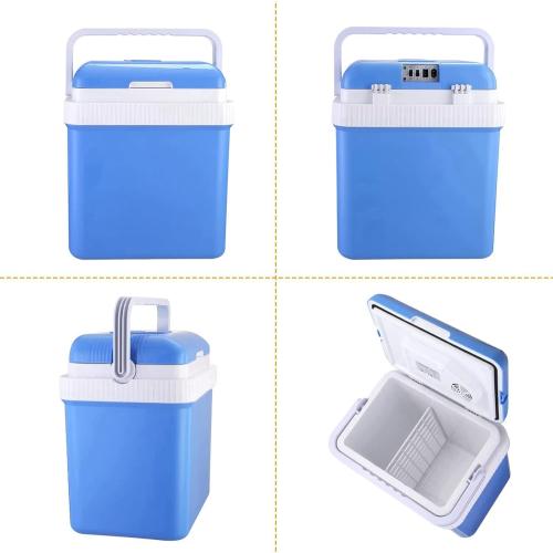 Electric Cooler and Warmer, 26 Quart/24 Liter Portable Thermoelectric Fridge with Collapsible Handle, Domestic & Car Plug in Refrigerator, for Home Camping Travel Picnics Use, 110V/12V