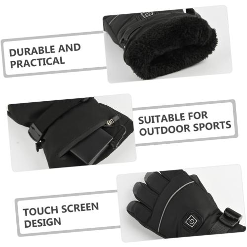 1pair Battery Powered Heated Gloves for Men Adjustable Warmth Gloves for Motorcycle Cycling Compatible Plush and Pu Leather for Outdoor Sports