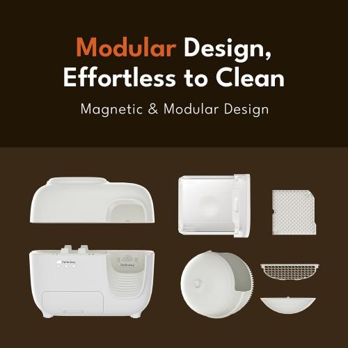 Color White PetSnowy Self-Cleaning Automatic Cat Litter Box with Odor Control TiO2 System, Robot Litter Box with Auto-Packing, App Control, Large Cats & Multiple Cats (2025 Premium Version)