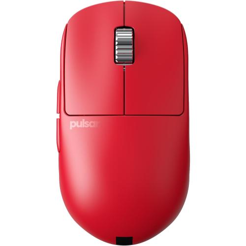 Pulsar Gaming Gears - X2H eS Wireless Gaming Mouse, Limited Edition, Symmetrical, Optical Switch, OLED Display, Driverless, PAW3395 Sensor, 100H Battery, 4K dongle Included (Medium, Red)
