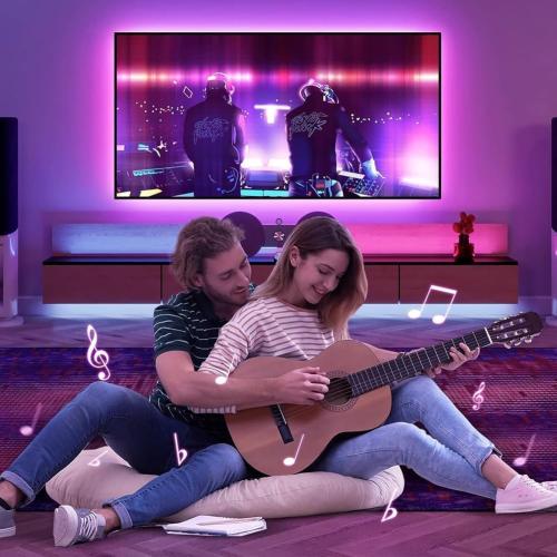 PSTAR LED Lights for TV Led Backlight, 16.4ft Music Sync RGB Strip Lights with Remote & App Control, USB Powered for 45-75 Inch TVs, Computer, Bedroom, Gaming Setup, Home Cinema